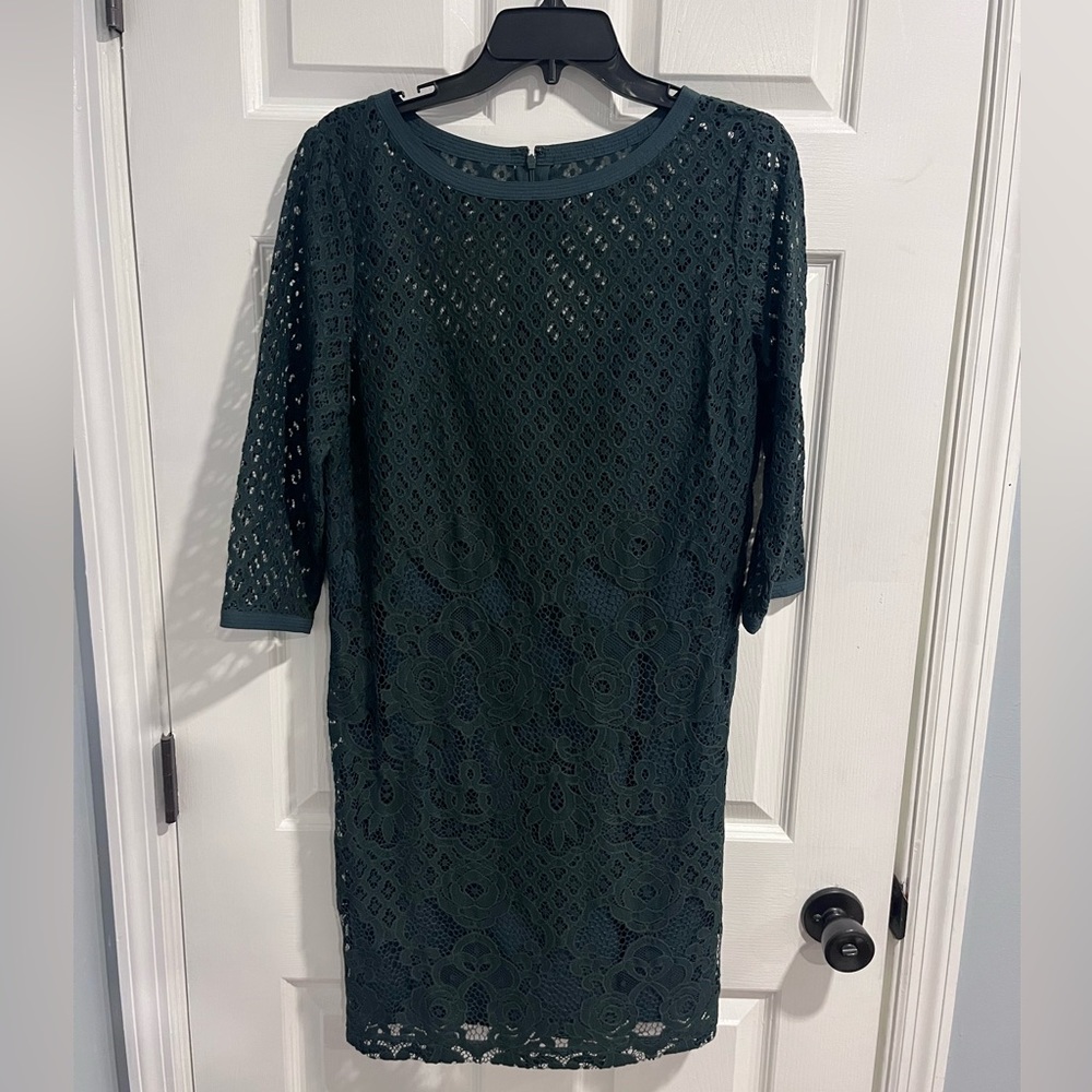 NWT Loft Lace Green Dress. Size 8.
